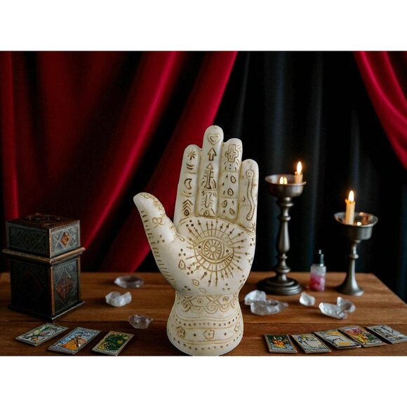 Mystical Witchy Palmistry Hand Statue Palm Reading Boho Psychic Decor 5" - Picture 3 of 9